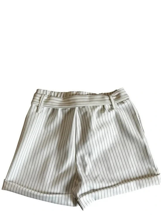 Women’s Paperbag Waist Pinstripe Tie-Belt Shorts Self-Tie Belt Size Medium - Picture 3 of 5